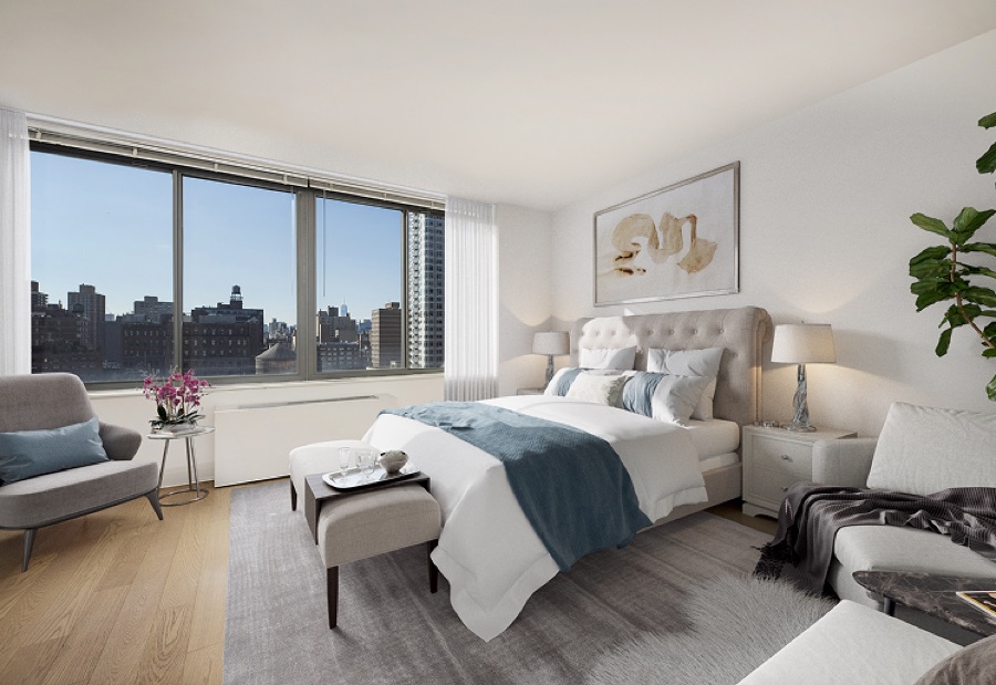 Bedroom at The Anthem with Manhattan city views